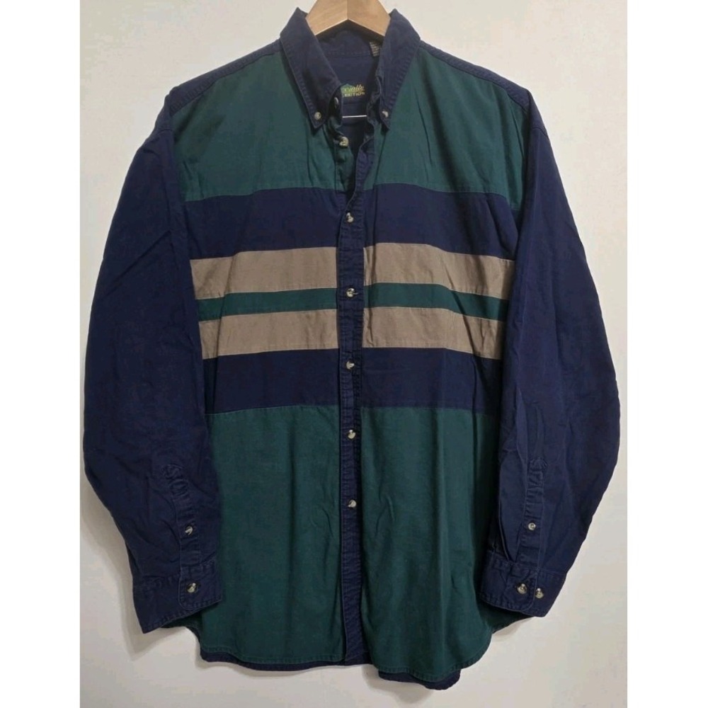 Vintage Specialty Collection Stripe Button Up Long Sleeve Shirt Mens Sz L Cowboy